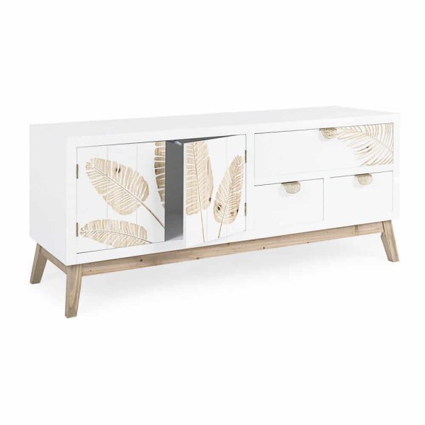 Alternative view of Mobile Porta TV Legno Bianco Boho da Interno - LEAF