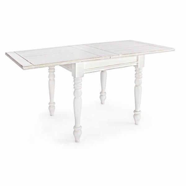 Tavolo Allungabile Legno Bianco Rustico da Interno 80/160x80 - MAEVE