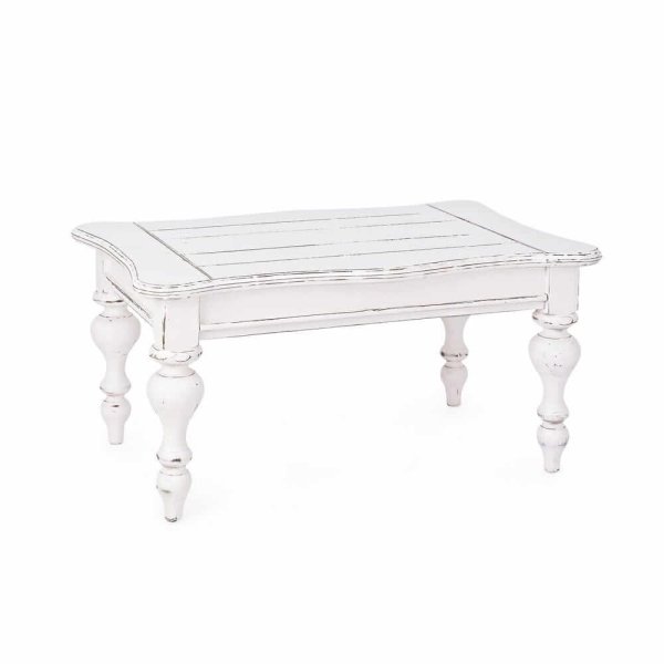 Tavolino Legno Bianco Rustico da Interno 60x90 cm - MAEVE