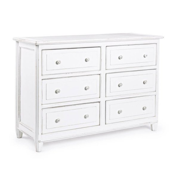 Cassettiera Legno Bianco Rustico da Interno - CORINNE