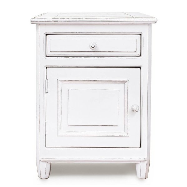 Alternative view of Comodino Legno Bianco Rustico da Interno - CORINNE