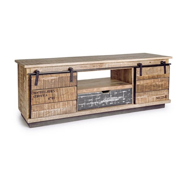 Mobile Basso Legno Marrone Rustico da Interno - THEODORE