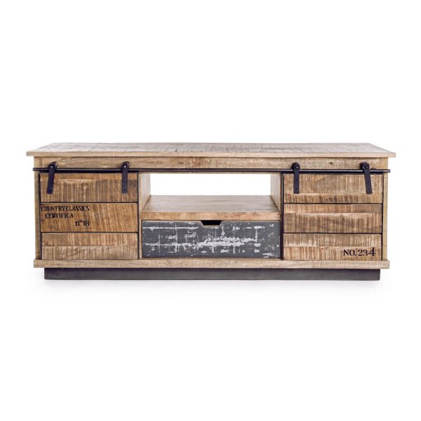 Alternative view of Mobile Basso Legno Marrone Rustico da Interno - THEODORE