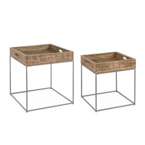 Tavolini Legno Marrone Industrial da Interno - LUNA