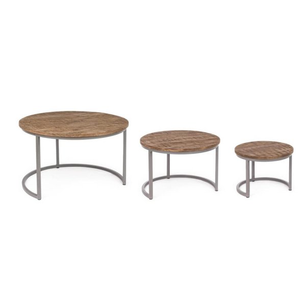 Tavolini Legno Marrone Stile Industriale da Interno - LUNA