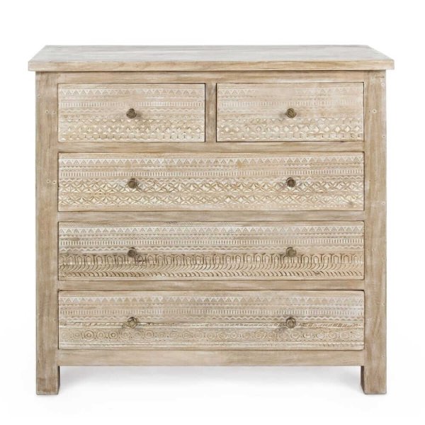 Alternative view of Cassettiera Legno Naturale Boho da Interno - LENA