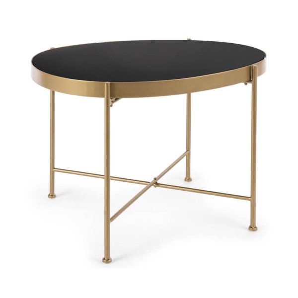Tavolino Caffè Vetro Oro Moderno da Interno 63x46 - ANTONY