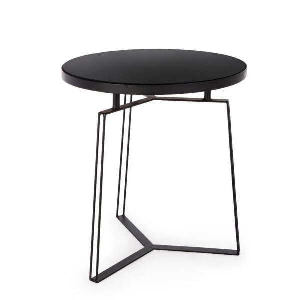 Tavolino Vetro Nero Moderno da Interno Ø50 cm - MIRIAM