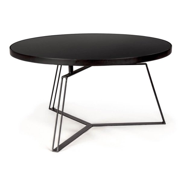 Tavolino Vetro Nero Moderno da Interno Ø70 cm - MIRIAM