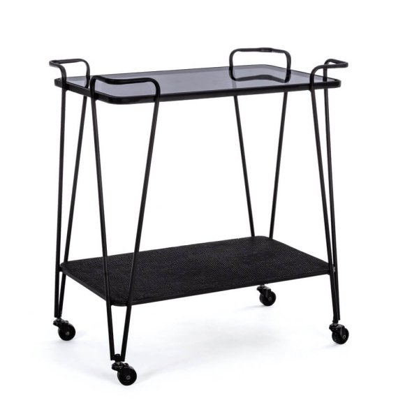 Carrello Vetro Nero Moderno da Interno - MIRIAM