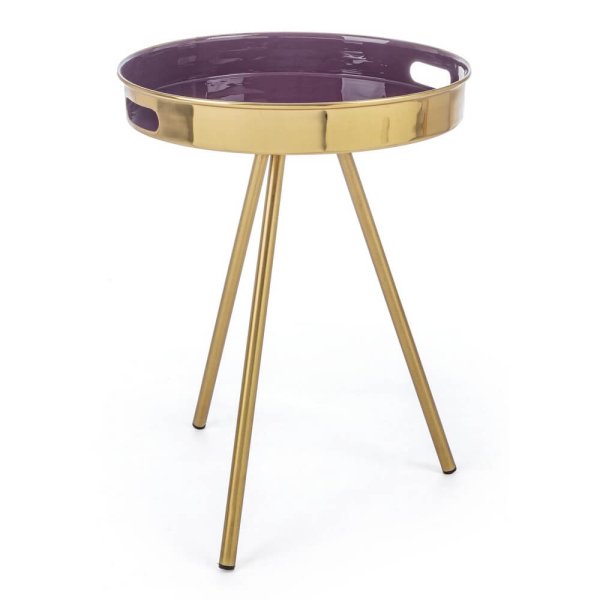 Tavolino Acciaio Viola Moderno da Interno Ø42 cm - KALEB