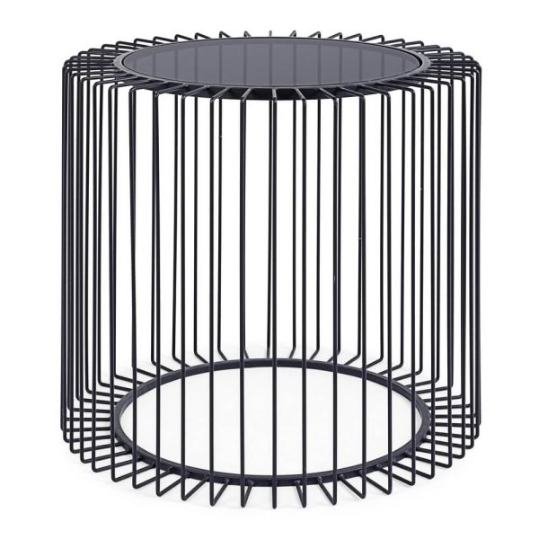 Tavolino Vetro Nero Moderno da Interno Ø50 cm - TRANQUIL