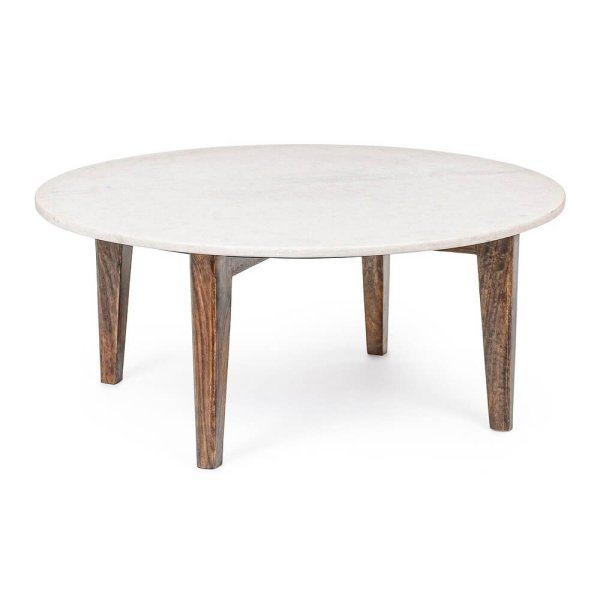 Tavolino Marmo Bianco Moderno da Interno Ø75 cm - JAXON