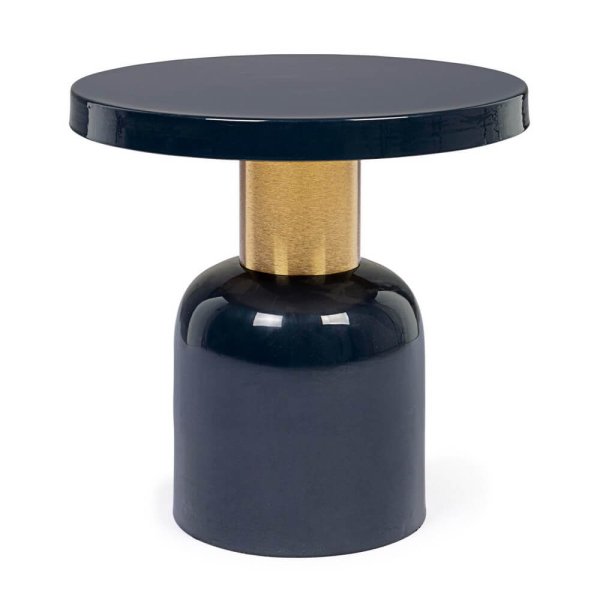 Tavolino Rotondo Acciaio Blu Moderno da Interno 41 cm - KALEB