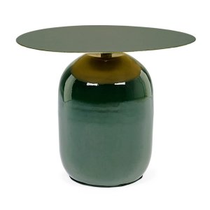 Tavolino Rotondo Acciaio Verde Moderno da Interno Ø50 - KALEB