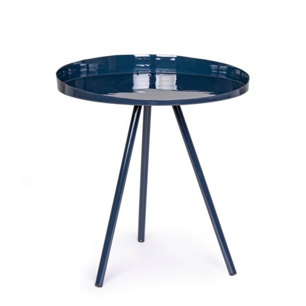 Tavolino Acciaio Blu Moderno da Interno Ø46.5 cm - KALEB