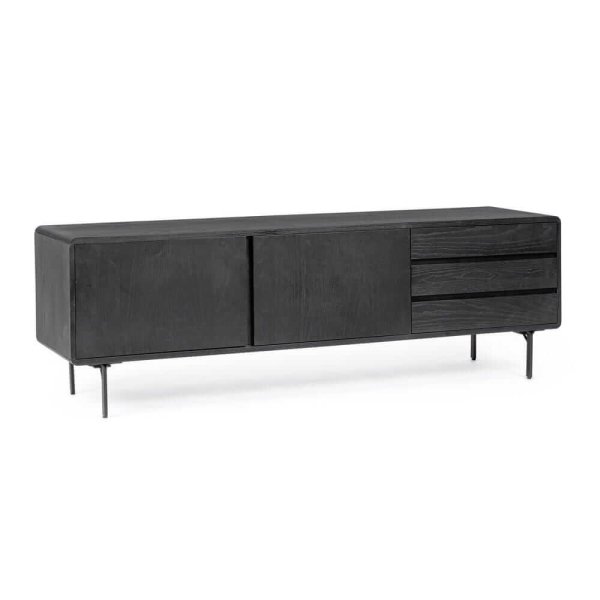 Mobile Porta TV Legno Nero Moderno da Interno - WILLOW