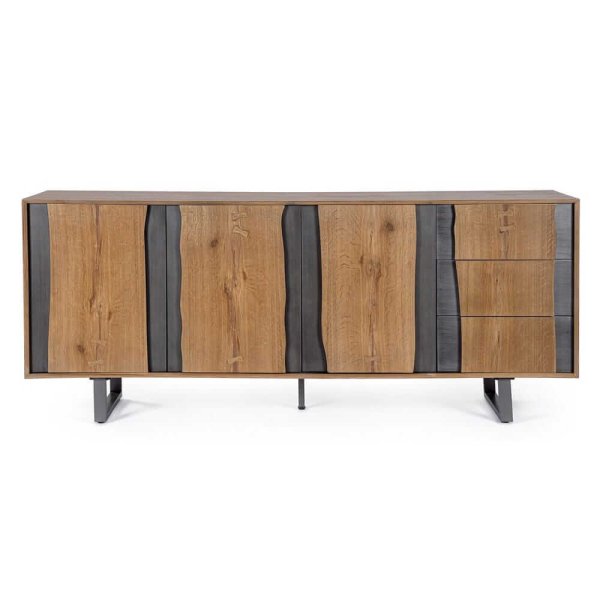 Alternative view of Credenza Legno e Acciaio Naturale Industriale da Interno - BRAMBLE