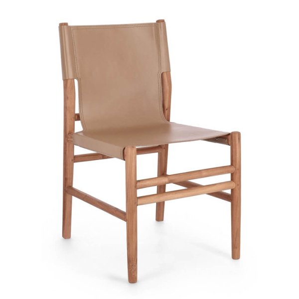Set 2 Sedie in Pelle Marrone Stile Rustico da Interno - PENELOPE - Tortora