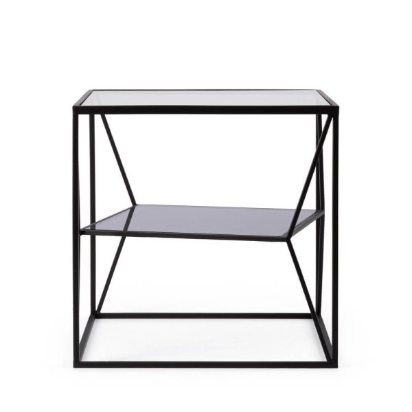 Alternative view of Tavolino in Vetro Nero Stile Industriale da Interno 45x45 - KATHERINE
