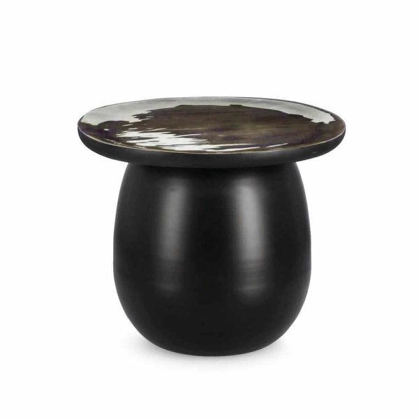 Tavolino Rotondo Nero Moderno da Interno 45 cm - HYBRID
