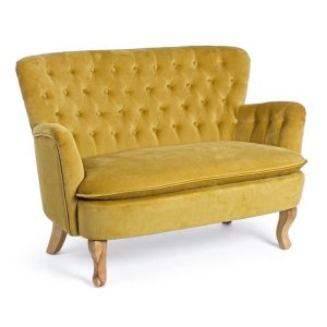 Divano 2 Posti Velluto Giallo Stile Classico da Interno - ORSON