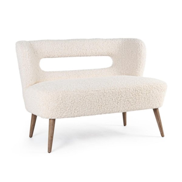 Divano 2 Posti in Bouclé Bianco Moderno da Interno - CARMEN