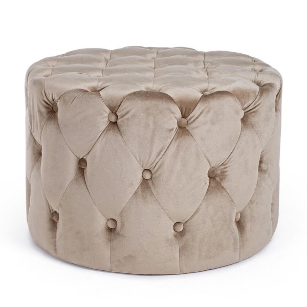 Pouf in Velluto Tortora Moderno da Interni - LEWIS
