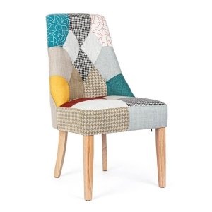 Set 2 Sedie Patchwork Tessuto Multicolore Moderno da Interno - CHRISTOPHER