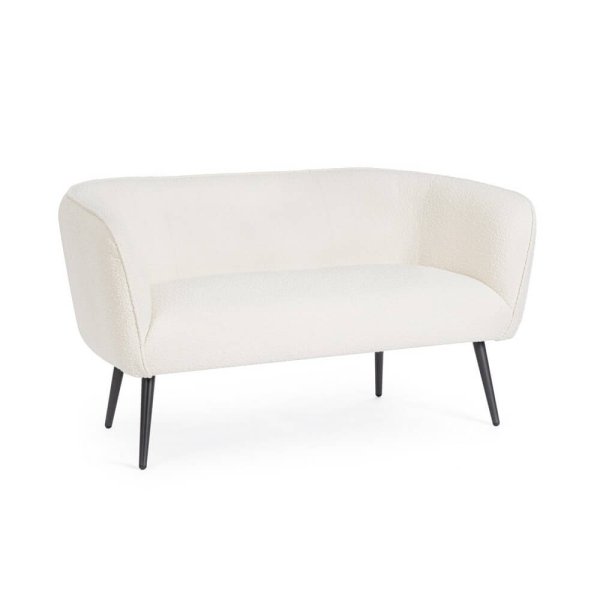 Divano bianco in tessuto Boucle' - AVERY - Bianco, 2 posti