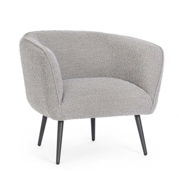 Poltrona Grigio Bouclé Moderna da Interno - MAE