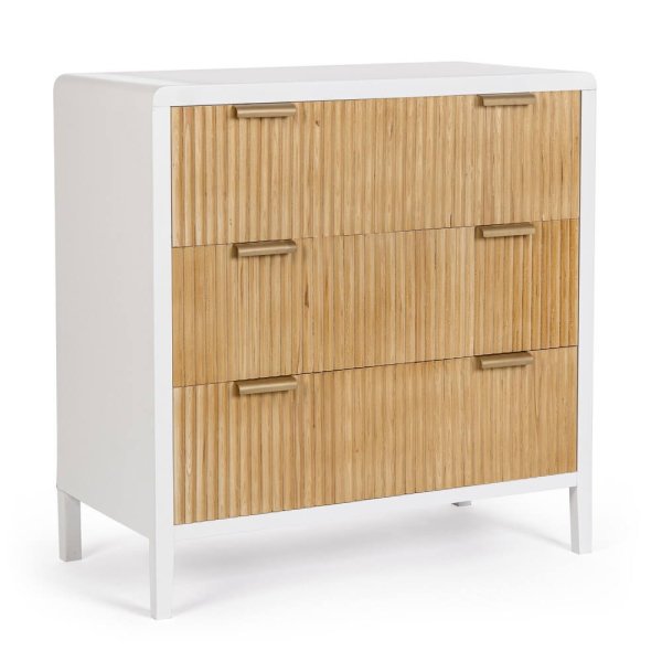 Cassettiera 3 Cassetti Legno Marrone Moderna da Interno - CHARLOTTE