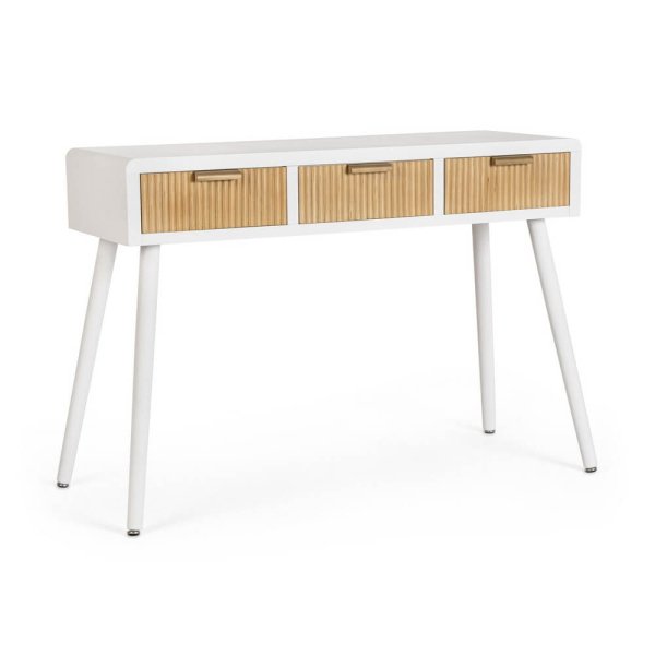 Consolle 3 Cassetti Legno Bianco Moderna da Interno - CHARLOTTE
