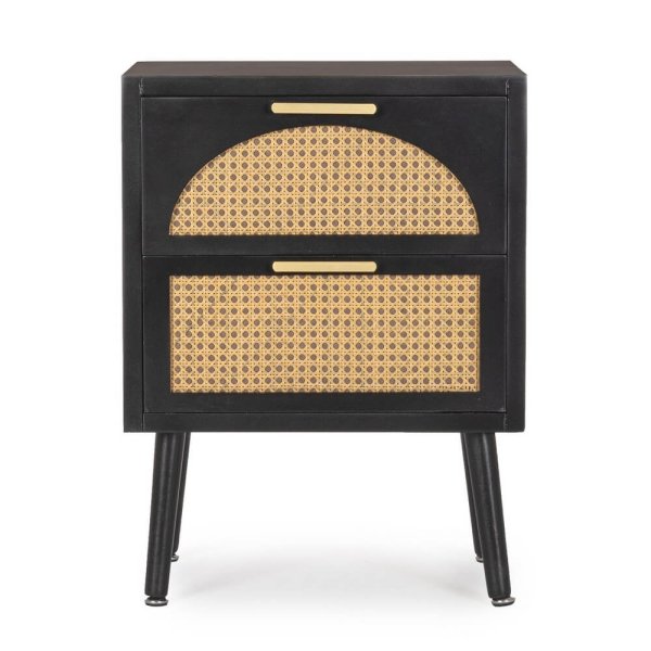 Alternative view of Cassettiera 2 Cassetti Legno Nero Boho da Interno - JOSIE