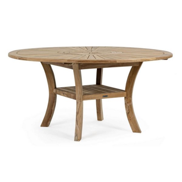 Tavolo Rotondo in Teak Marrone da Esterno Ø155 cm - CHARMING