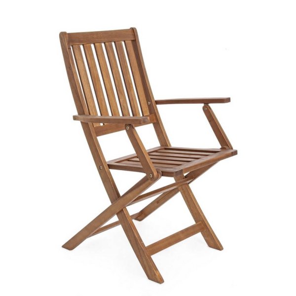 Set 2 Sedie con Braccioli Legno Marrone da Esterno - SERENITY