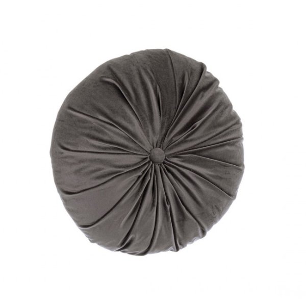 Set 4 Cuscini Rotondi in Velluto Nero da Interno 40 cm - ARCADIA - Grigio scuro