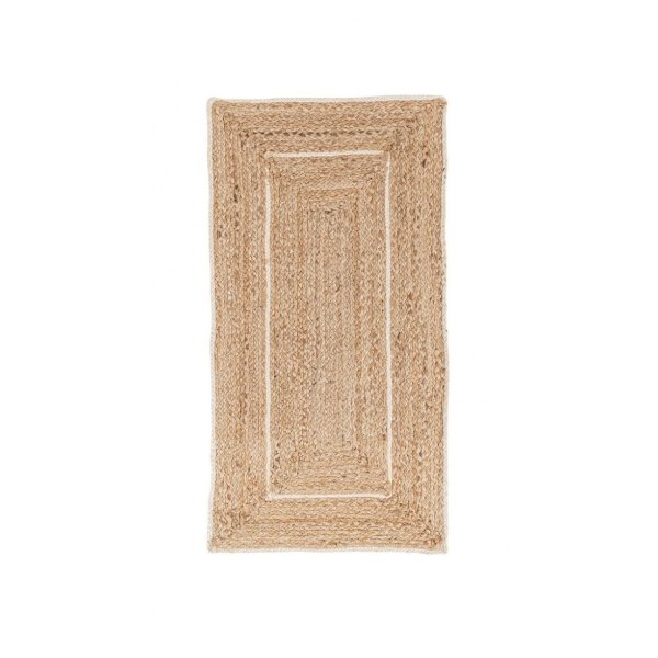 Tappeto Rettangolare in Iuta Bianco Rustico da Interno - ANDERSON - Bianco, 60x90