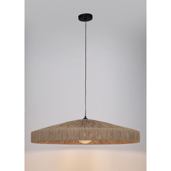 Alternative view of Lampadario in Rafia Naturale Marrone Boho da Interno - MEI-WEN
