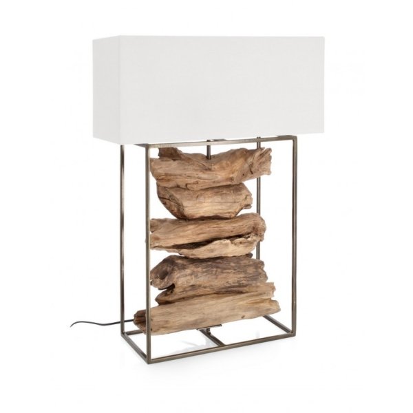 Lampada da Tavolo in Teak Bianco Moderna da Interni - ANANYA