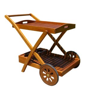 Carrello da Giardino portavivande in Legno Acacia cm 87x56x76 - FREDRICK