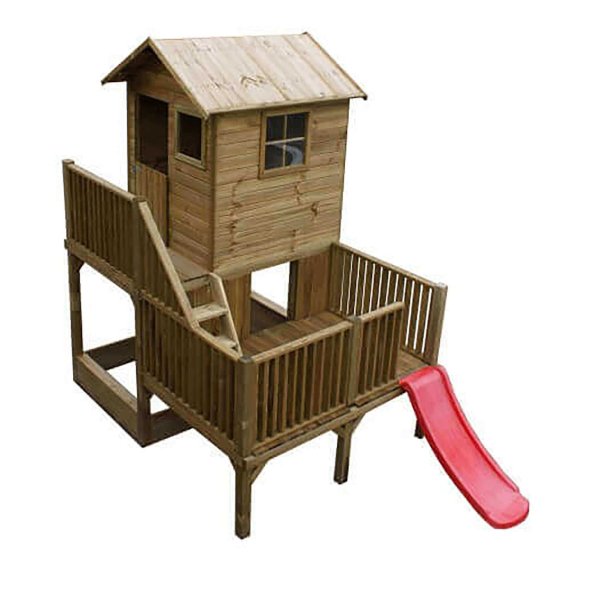 Alternative view of Casetta per bambini con scivolo in Legno cm 176x176x273 - VERO
