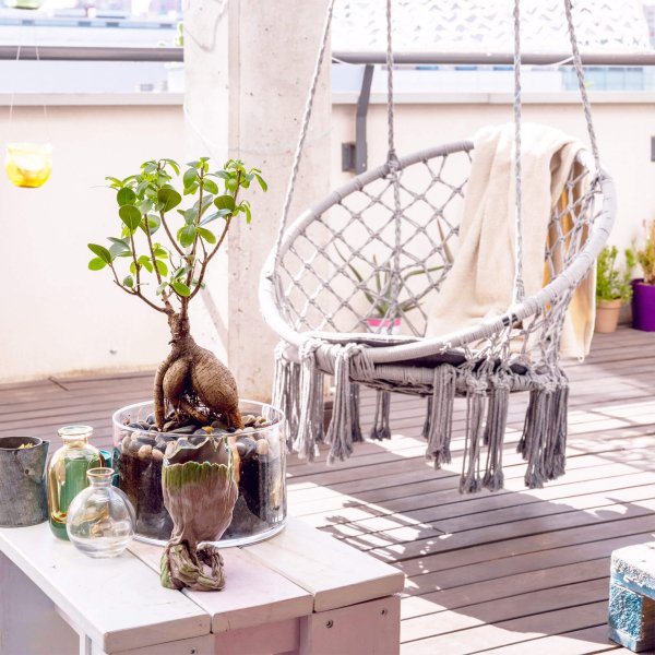 Alternative view of Sedia Sospesa Rotonda con cuscino in Metallo cm 80x80x120 - LORENNE