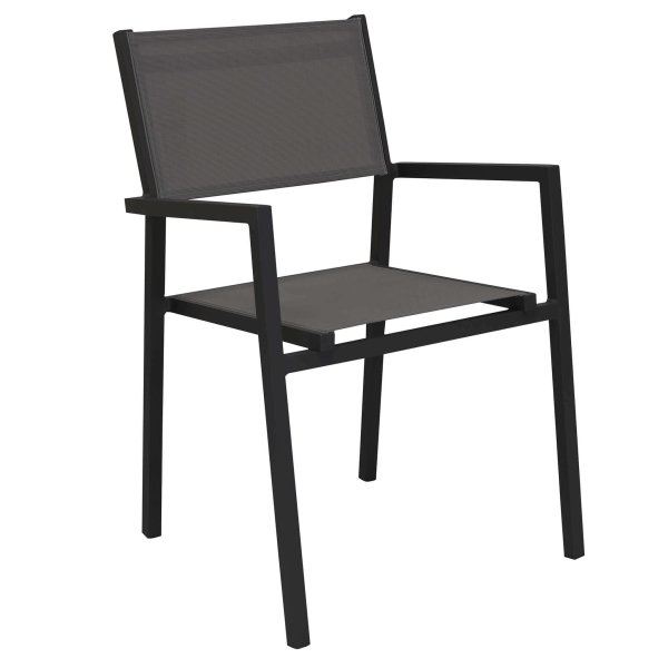 Poltrona da Giardino Impilabile in Alluminio,Textilene cm 55x57x85 - LEX - Antracite
