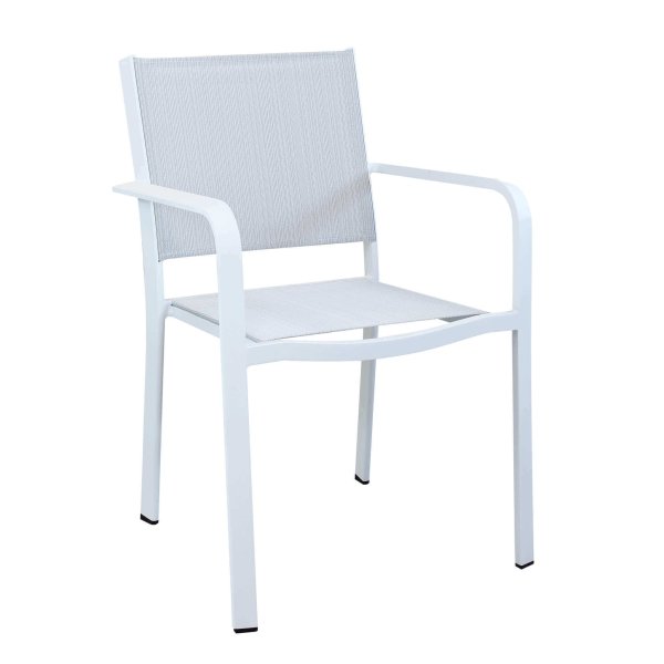 Poltrona da Giardino Impilabile in Alluminio,Textilene cm 56x61x84,5 - WARD - Bianco
