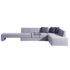 Divano da Giardino angolare con tavolino in Alluminio Poliestere cm 150x78x69 - FORD