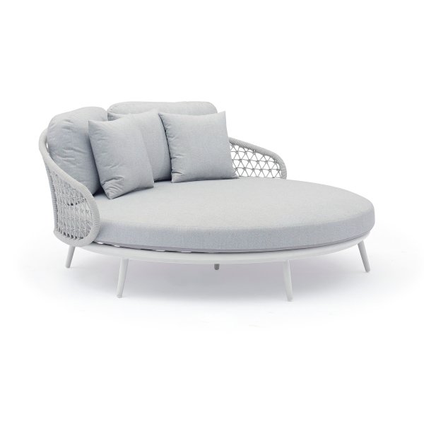 Divano da Giardino circolare con cuscini in Alluminio cm 183x180x84 - RAY