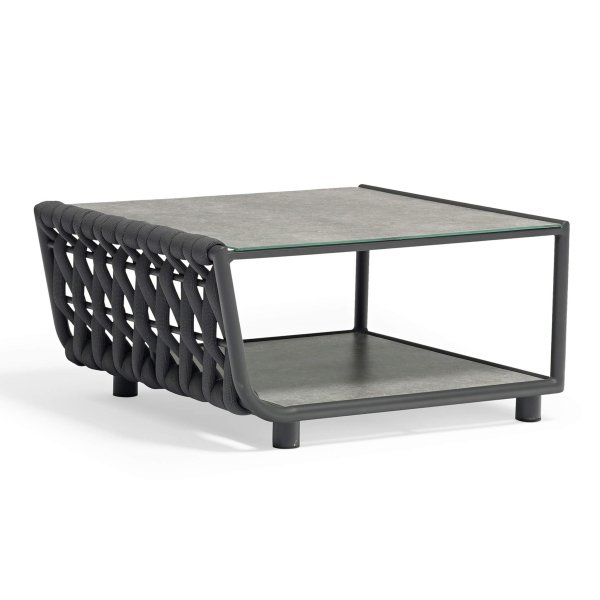 Tavolino per Salotto da Giardino in Alluminio Textilene Poliestere cm 71x81x40 - ZED