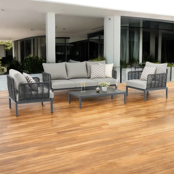 Alternative view of Salotto da giardino 5 posti in Alluminio con cuscini - QUINLAN