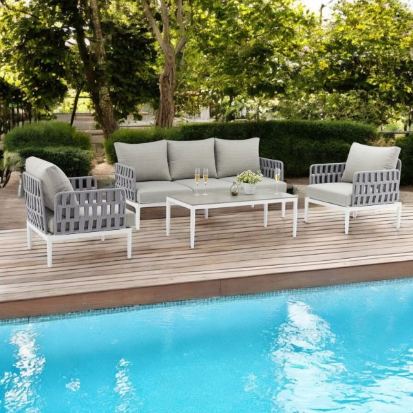 Alternative view of Salotto da giardino 5 posti in Alluminio con cuscini - TEO